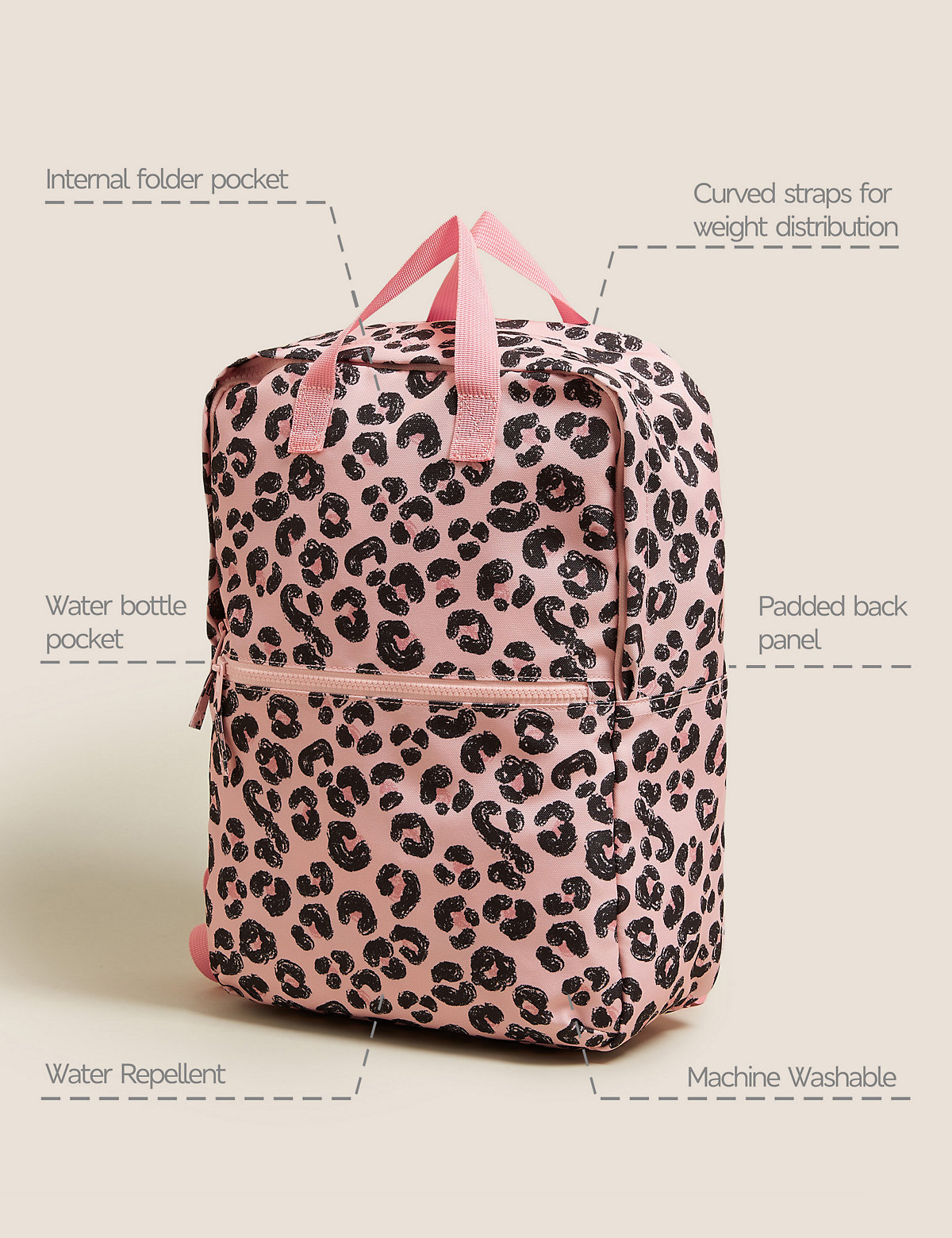 Kids' Water Repellent Leopard School Backpack