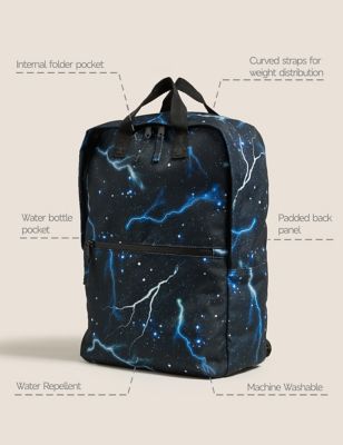 M&S Boys Kids' Water Repellent Lightning Backpack