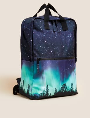 

M&S Collection Wasserabweisender Schulrucksack für Kinder mit Nordlichtmotiv - Mehrfarbig, Mehrfarbig