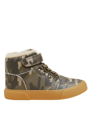 

Boys M&S Collection Kids' Freshfeet™ High Tops (3 Small - 13 Small) - Dark Green Mix, Dark Green Mix