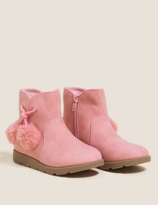 

Girls M&S Collection Kids' Freshfeet™ Pom Pom Boots (5 Small - 12½ Small) - Pink, Pink