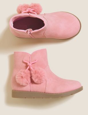 M&S Girls Kids' Freshfeet  Pom Pom Boots (5 Small