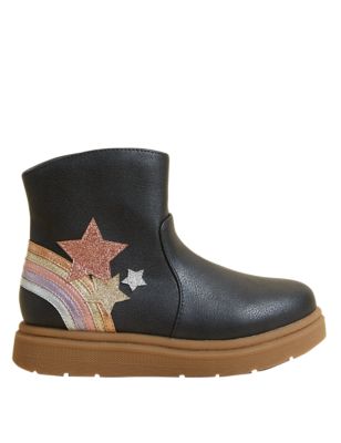 Girls M&S Collection Kids' Rainbow Ankle Boots (3 Small -13 Small) - Navy