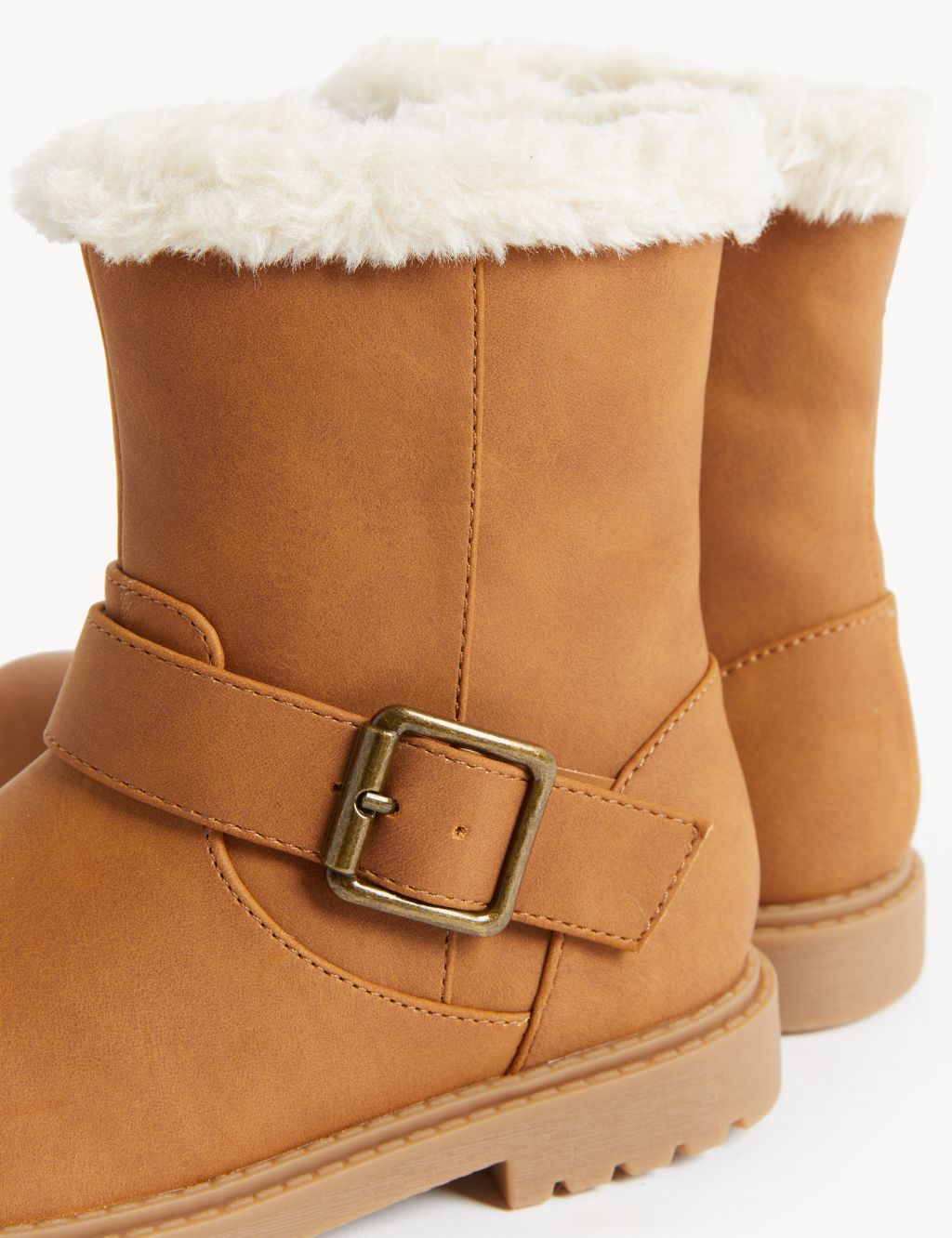 Kids' Faux Fur Lined Buckle Ankle Boots (4 Small - 13 Small) image 2
