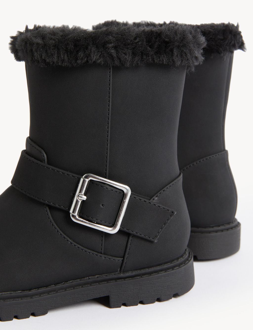 Kids' Faux Fur Lined Buckle Ankle Boots (4 Small - 13 Small) image 1