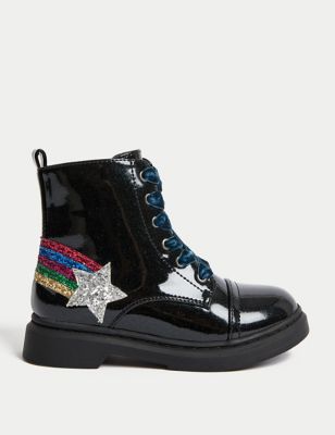 Kids' Glitter Rainbow Star Boots (4 Small - 13 Small)