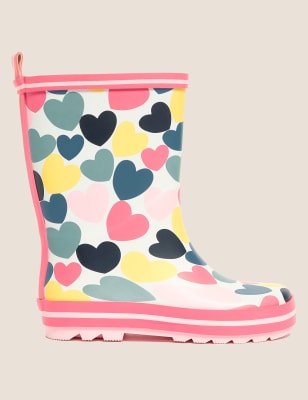 

M&S Collection Botas de agua infantiles con estampado de corazones (5 pequeño-12 pequeño) - Pink Mix, Pink Mix
