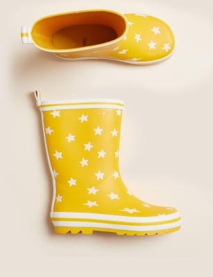 

M&S Collection Botas de agua infantiles con estampado de estrellas (4 pequeño-12 pequeño) - Yellow, Yellow
