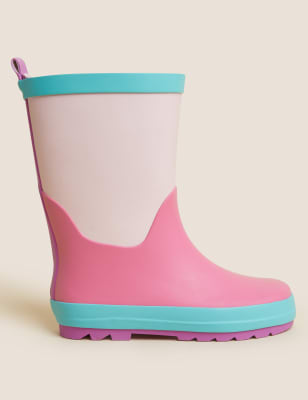 

M&S Collection Botas de agua infantiles de bloques de color (3 pequeño-13 pequeño) - Pink Mix, Pink Mix
