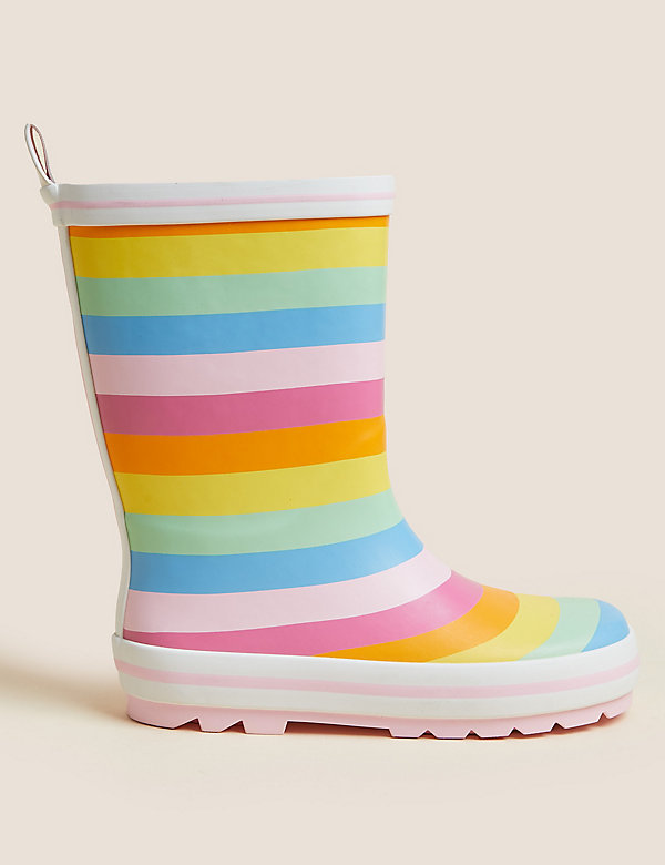 3 Small Marks & Spencer Girls Shoes Boots Rain Boots Kids Striped Wellies 