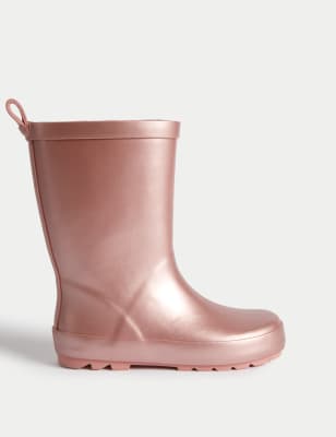 M&S Girls Metallic Wellies (4 Small - 6 Large) - 5 L - Pink, Pink