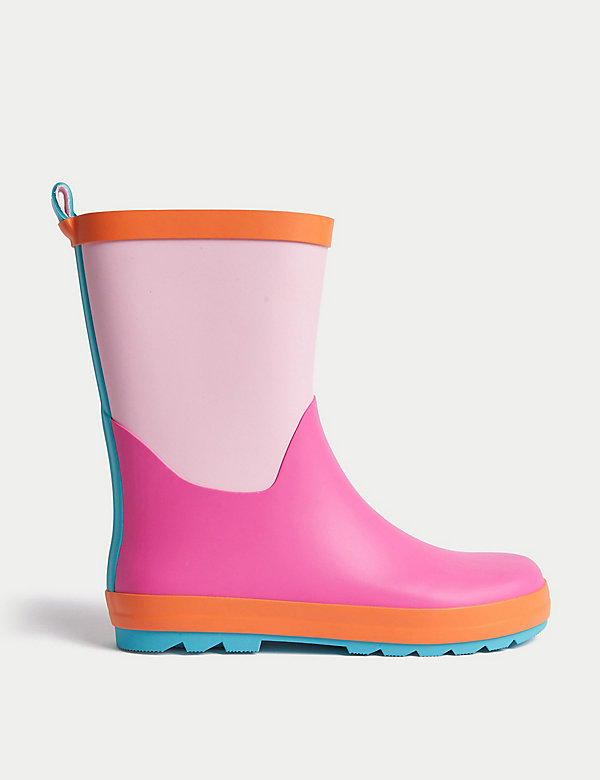 حذاء مطر للأطفال بتصميم تمازج الألوان (الكلر بلوك) (4 صغير - 6 كبير) - BH