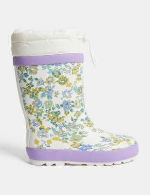 

Girls M&S Collection Kids' Floral Lined Wellies (4 Small - 13 Small) - Cream Mix, Cream Mix