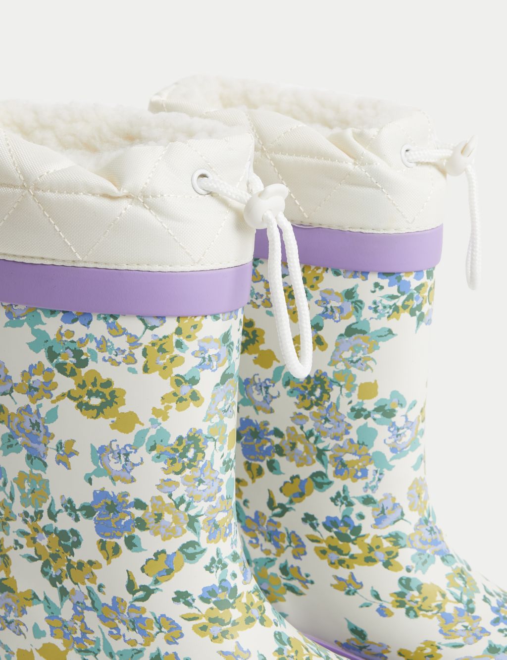Kids' Floral Lined Wellies (4 Small - 13 Small) image 3