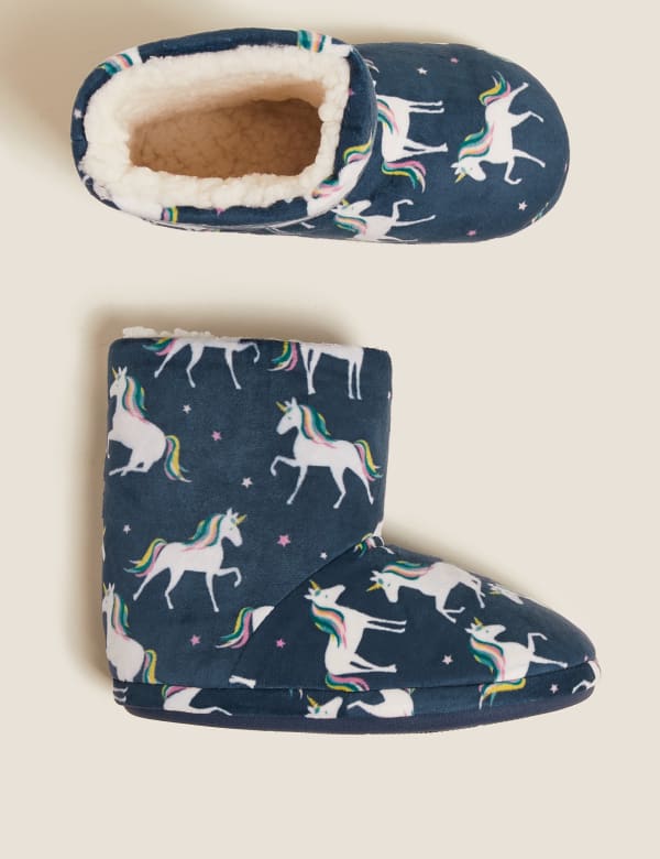 Kids Unicorn Print Slipper Boots 5 Small 12 Small M S
