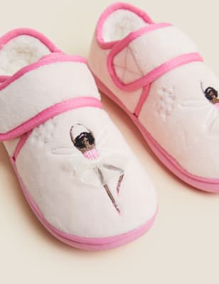 

M&S Collection Ballerina-Slipper für Kinder mit Klettverschluss (20,5-30,5) - Pink, Pink