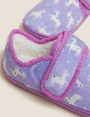

M&S Collection Zapatillas infantiles con velcro y diseño de unicornios (4 pequeño-12 pequeño) - Lilac, Lilac