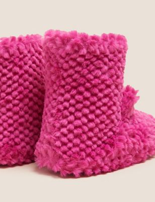 M&S Girls Kids' Faux Fur Slipper Boots (5 Small