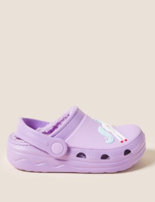 

Girls M&S Collection Kids' Borg Lined Unicorn Clogs (4 Small- 13 Small) - Purple, Purple