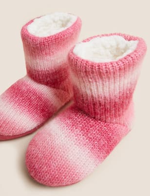 

M&S Collection Gestrickte Slipper-Stiefel mit Ombré-Muster für Kinder (20,5-39,5) - Multi, Multi