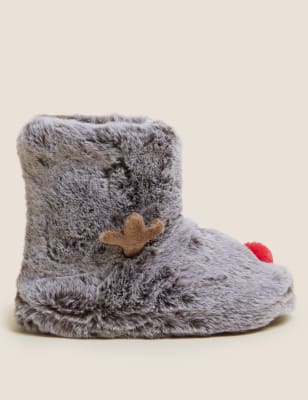 Kids' Reindeer Slipper Boots (4 Small - 6 Large) - CY