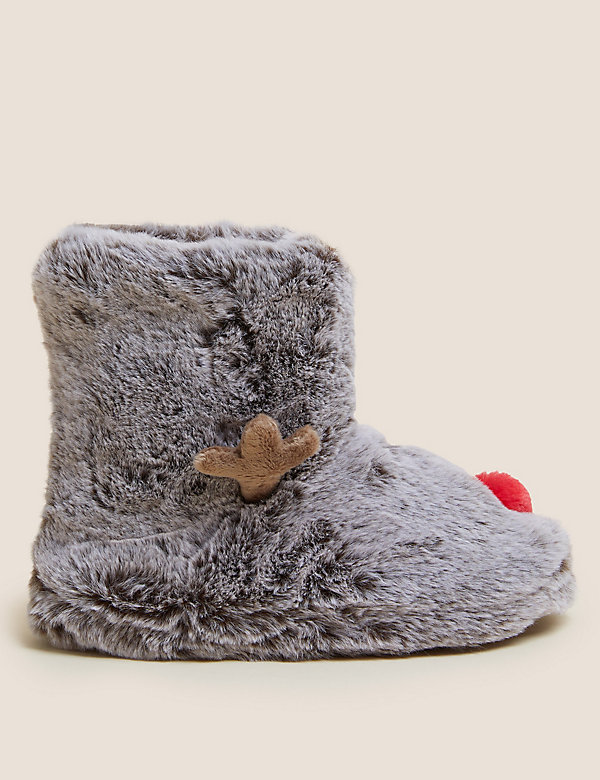 Kids' Reindeer Slipper Boots (4 Small - 6 Large) - JE