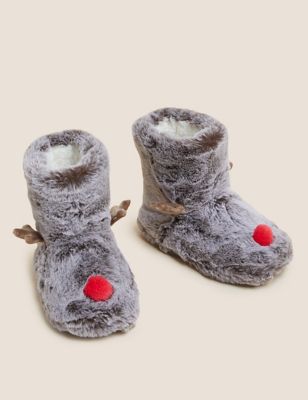Kids' Reindeer Slipper Boots (4 Small - 6 Large)