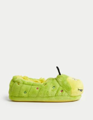 Colin The Caterpillar Kids Colin The Caterpillar Slippers (4 Small - 6 Large) - 2 L - Green Mix, Gr