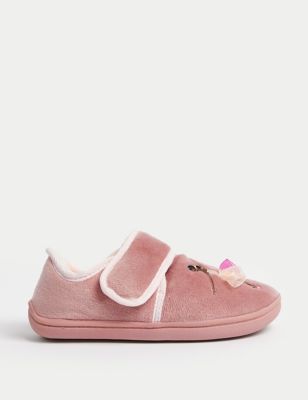 M&S Girls Ballerina Riptape Slippers (4 Small - 12 Small) - 9 S - Pink, Pink