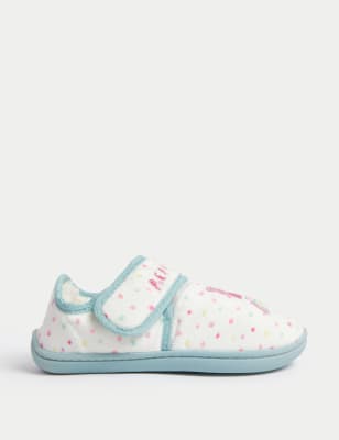 girls m&s collection kids' peppa pig™ riptape slippers (4 small - 12 small) - cream, cream