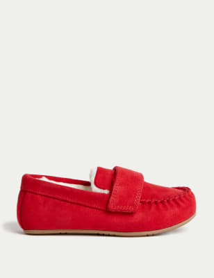 Womens red moccasin online slippers