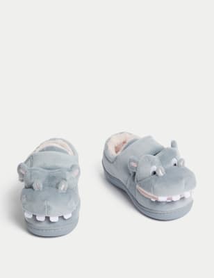 Chaussons enfants à bande auto-agrippante et motif hippopotame (du 20 au  31)