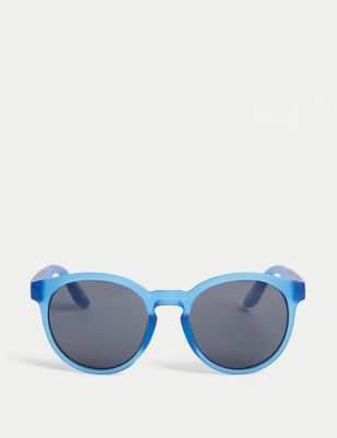 M&S Kids Plain Round Sunglasses - M-L - Blue, Blue