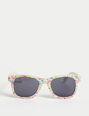 M&S Girls Ditsy Floral Sunglasses (S-L) - M-L - White Mix, White Mix