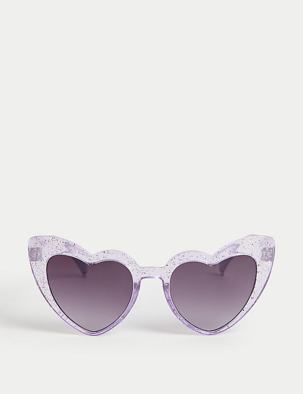 Kids' Heart Glitter Sunglasses (S-L) - NZ