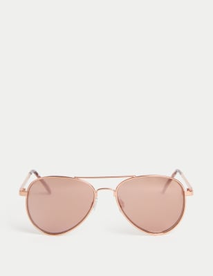 M&S Girls Double Aviator Sunglasses (M-L) - Gold, Gold