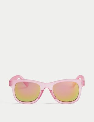 M&S Girl's Kid's Recycled Plain Wayfarer Sunglasses - M-L - Sugar Pink, Sugar Pink