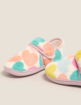 M&S Girls Kids' Heart Riptape Slippers (5 Small