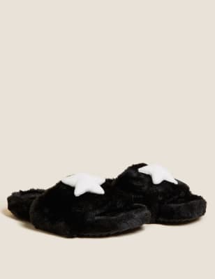 

Girls M&S Collection Kids' Star Slippers (13 Small - 6 large) - Black, Black