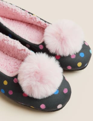 

Girls M&S Collection Kids' Spot Pom Pom Slippers (13 Small - 6 Large) - Medium Pink, Medium Pink