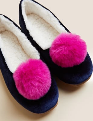 

Girls M&S Collection Kids' Pom Pom Slippers (13 Small - 6 Large) - Multi, Multi