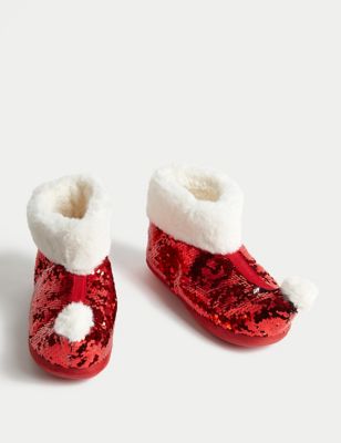 Kids' Christmas Sequin Slipper Boots (13 Small - 6 Large)