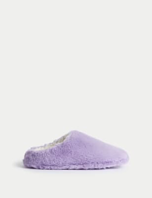 M&S Girl's Kid's Faux Fur Slippers (13 Small - 6 Large) - Lilac, Lilac