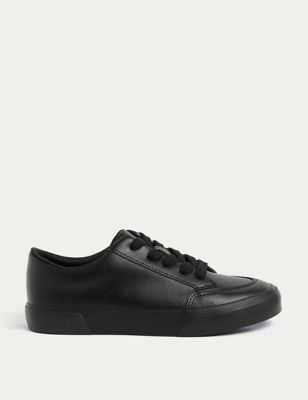 M&S Boys Leather Freshfeet School Shoes (2 Large - 9 Large) - 2.5 LNAR - Black, Black