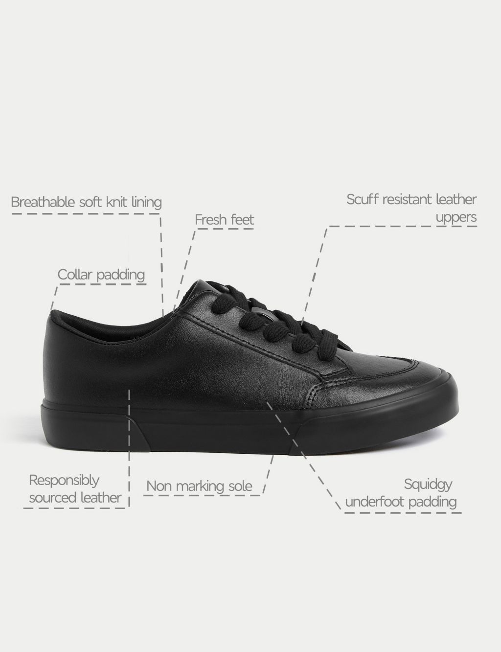 Kids' Leather Freshfeet™ School Shoes (2½ Large - 9 Large) image 5