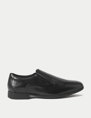 M&S Boy's Kid's Leather Slip-on School Shoes (13 Small - 9 Large) - 4.5 LSTD - Black, Black