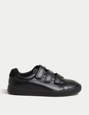 M&S Boys Leather Freshfeet School Shoes (2 - 9 Large) - 3 LWDE - Black, Black