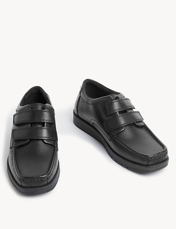 Kids' Leather Double Riptape School Shoes (2½ Large - 9 Large) - ES