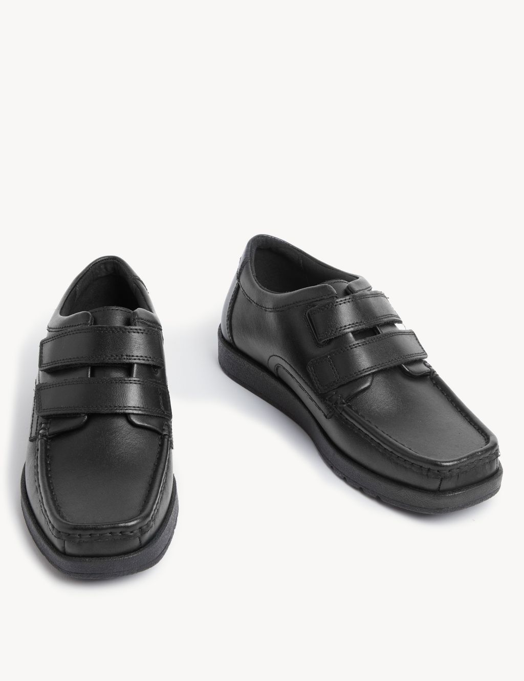 Kids' Leather Double Riptape School Shoes (2½ Large - 9 Large) image 1