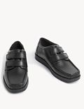 Kids' Leather Double Riptape School Shoes (2½ Large - 9 Large)